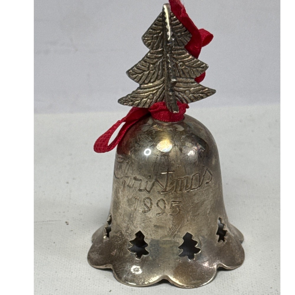 International Silver Co 1995 Christmas Bell Ornament Tree Topper Silverplated